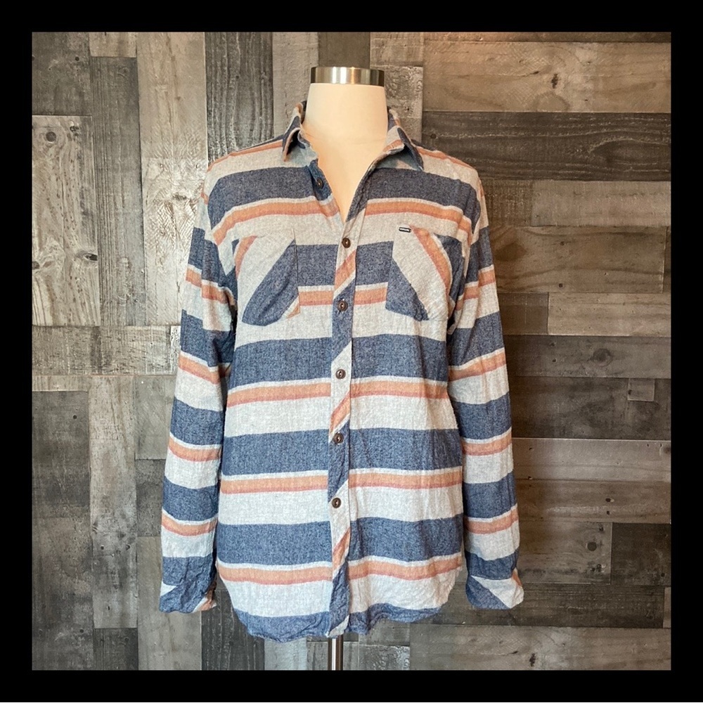 Men’s Rip Curl flannel shirt large pastel stripes surf skater California beach